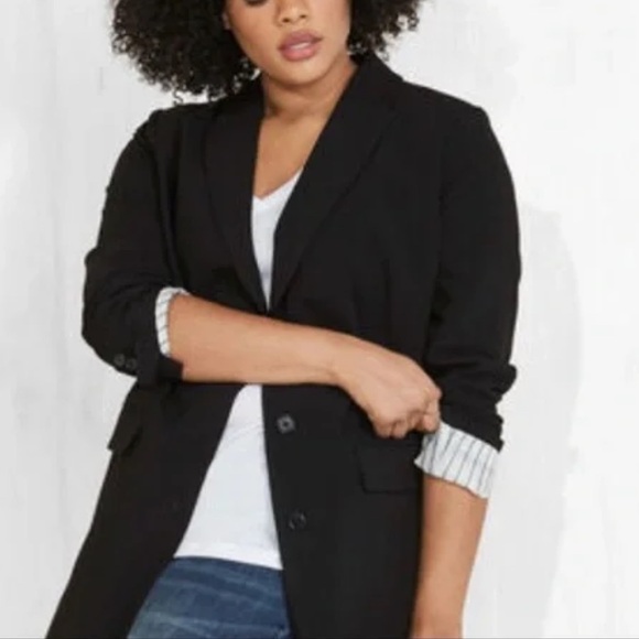 Centre Ville Paris Navy Boyfriend Blazer Jacket Womens M Office Career Preppy - Picture 11 of 11